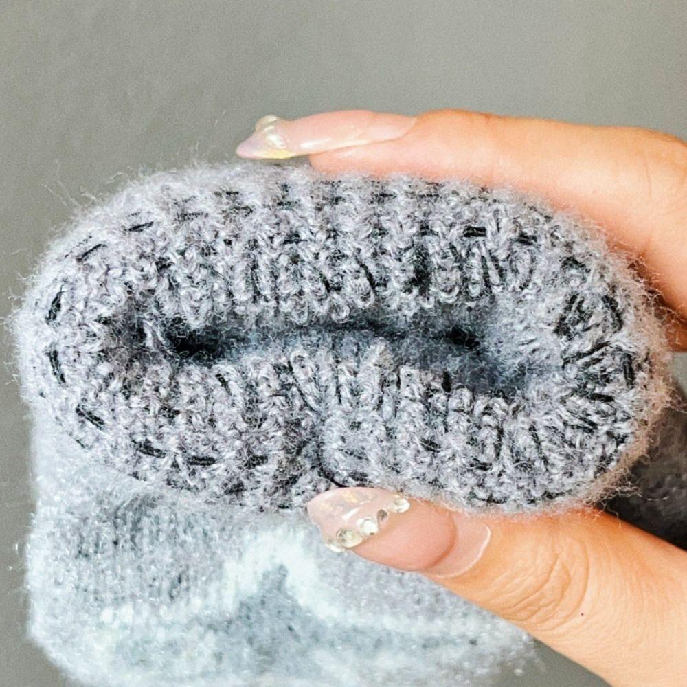 Plush Half Finger Gloves Thickened Windproof Hand Cover Flip Knitted Gloves  Fashion Accessories