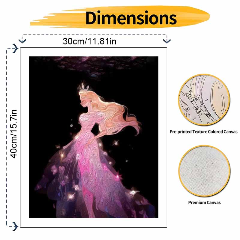 Disney Cinderella Glitter Dress oil paint by numbers painting kit handmade diy home decor gifts for arts lovers adult wall art canvas