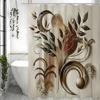 Floral Decorative Abstract Art Shower Curtain, Bathroom Decorative Shower Curtain, Waterproof Shower Curtain with Hooks