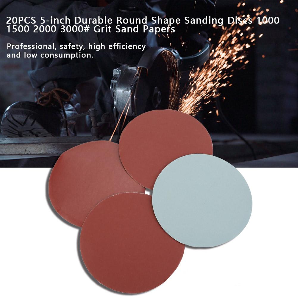 20PCS 5 inch Durable Round Shape Sanding Discs 1000 1500 2000 3000# Grit Sand Papers