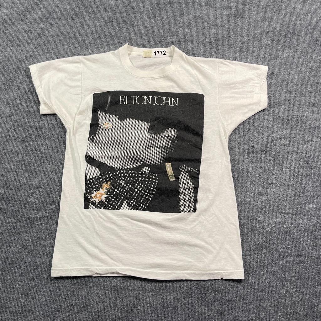 Vintage 1986 Elton John World Tour Shirt Small 17x25 White