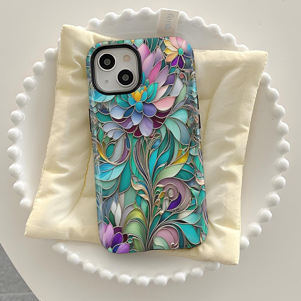 New artistic glazed pattern mobile phone case Apple 17promax two-in-one film case iPhone12
