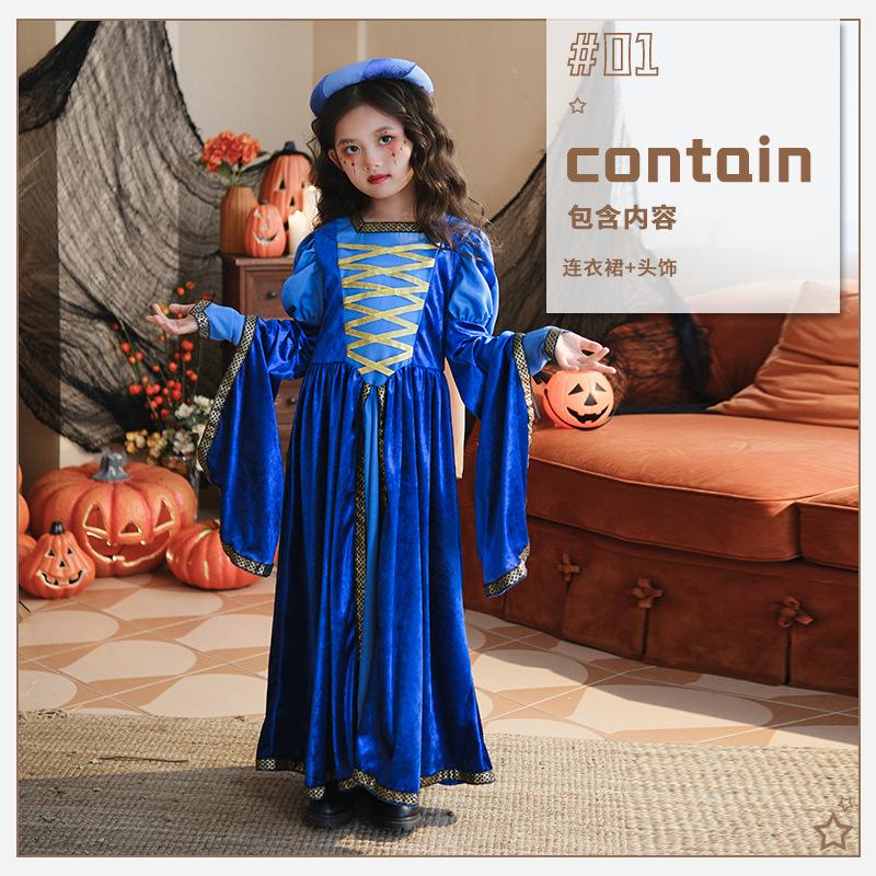 

Хэллоуин детский костюм ретро придворный стиль средневековый ренессанс девочки карнавальное платье платье платье 150cm