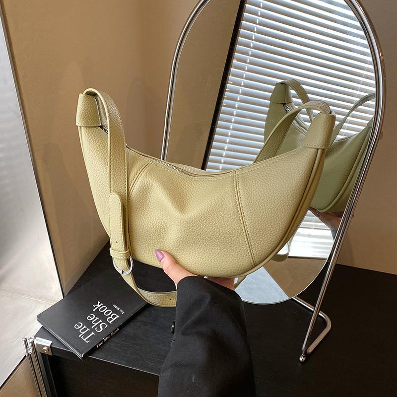 

Niche high-end simple underarm bag women s 2025 spring new simple dumpling bag lychee pattern crossbody bag зелёный