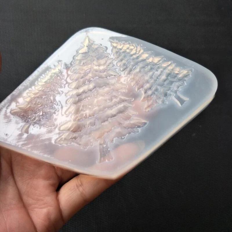 Arbre de Noël Résine Bijoux Moule en Silicone Liquide Transparent 3D Arbre de Noël Moule en Silicone pour Fabrication de Bijoux DIY Moule