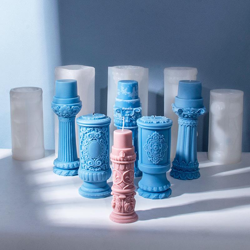 DIY New Roman Column Candle Silicone Mold Roman Column Cake Chocolate Silicone Mold Soap Mold Resin Gypsum Mold cement mold