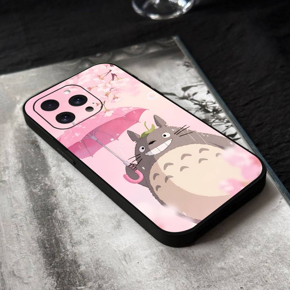 Cartoon T-Totoro Phone Case Black Silicone Soft Shell For IPhone 17 16 15 14 13 12 11 Air Pro Max Plus Hot Sale