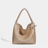 Premium original design summer champagne woven tote bag large capacity commuter shoulder bag women's fashion