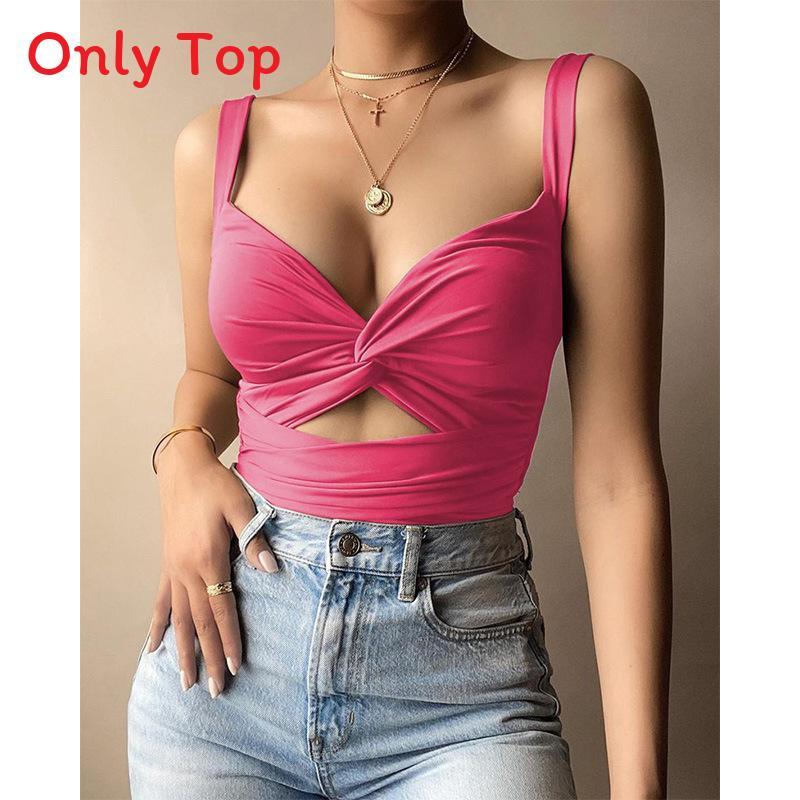 Women Summer Vneck Tank Top With Tiefront Elastic Band For Street Fashion