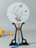 Antique Embroidery Circular Fan Chinese Style Cheongsam Fan Women's Double-Sided Embroidered Transparent round Long Handle Ancient Chinese Clothing