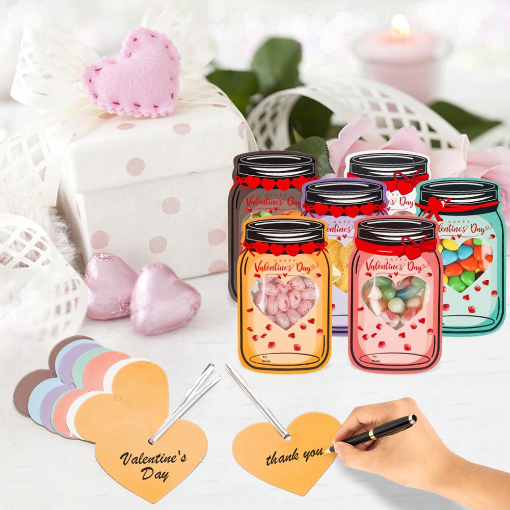48pcs Valentine's Day Classroom Greeting Card Set Insteresting Exchange Party Favors Set For Biscuits Nut Chocolate