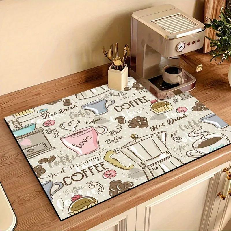 

Super Absorbent Kitchen Mat Quick Dry Antiskid Draining Pad Coffee Dish Bathroom Countertop Heat Insulation Diatomaceous Mud (as the picture,20x30cm)