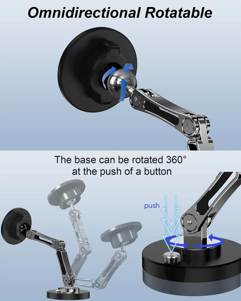 Magnetic Car Phone Holder Stand Dashborad Alloy Foldable Magnet Car Mount Smartphone Mobile Bracket For iPhone 16 Samsung Xiaomi