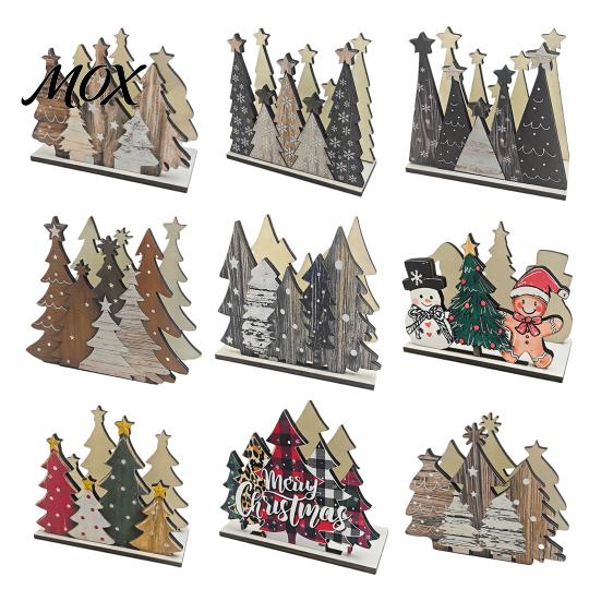 Kitchen Table Decoration Wooden Christmas Tree Napkin Holder, Freestanding Tissue Dispenser with Star And Snowflake Decor, Party Supplies Decorative