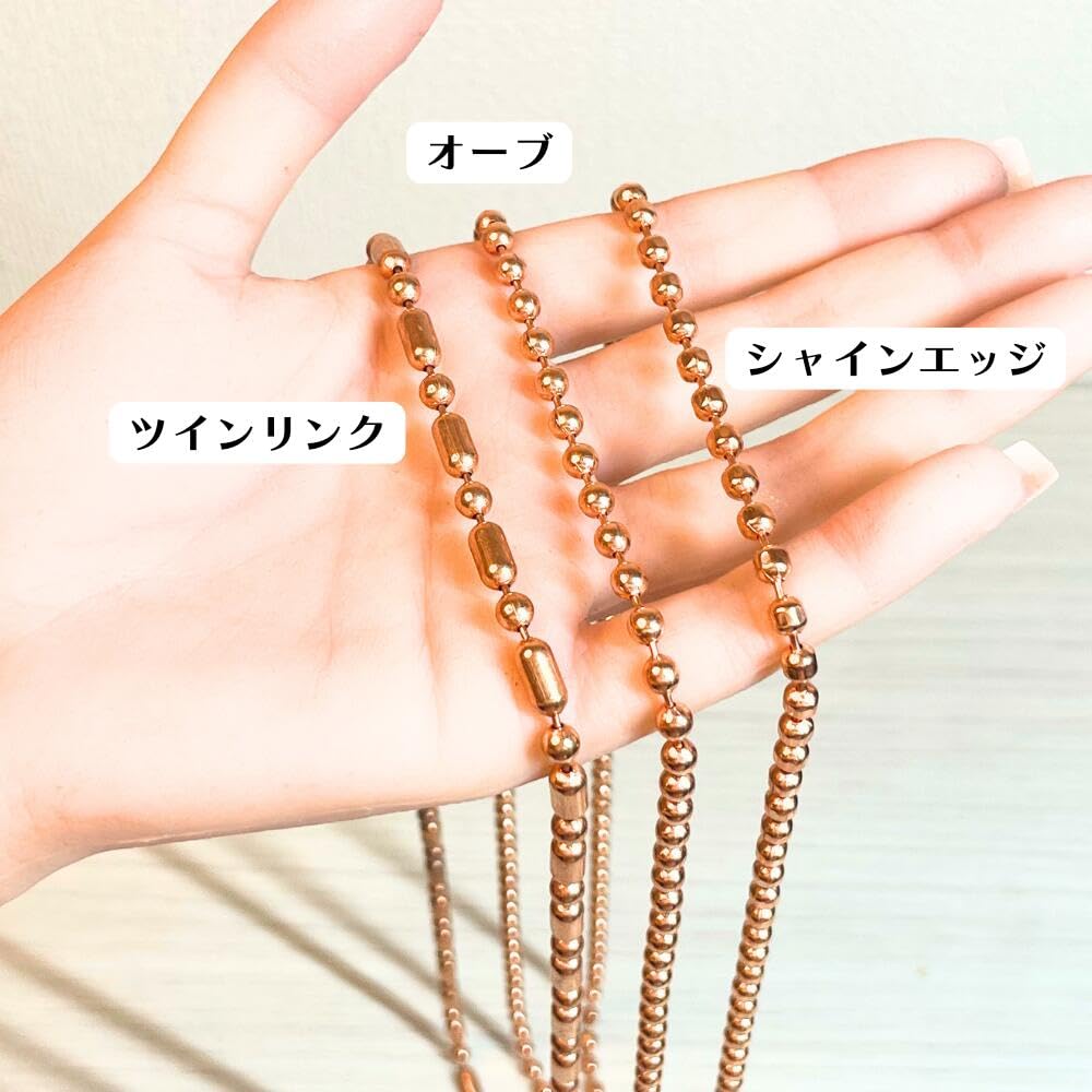 Copper Pure Copper Chain Ball Chain Necklace Anklet Bracelet Accessories Healthy Shine Edge Length [Lotus Mind] 99.9% (M Size/Ball 3.2mm, (Total