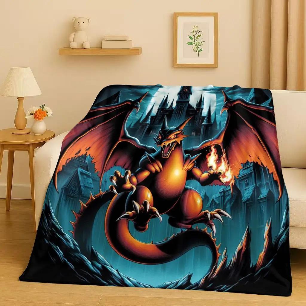 3D Charizard Pokemon Cartoon Christmas Gift Flannel Blanket,Ultra Soft Plush Throw for Home Bedroom Bed Sofa Cover Kids
