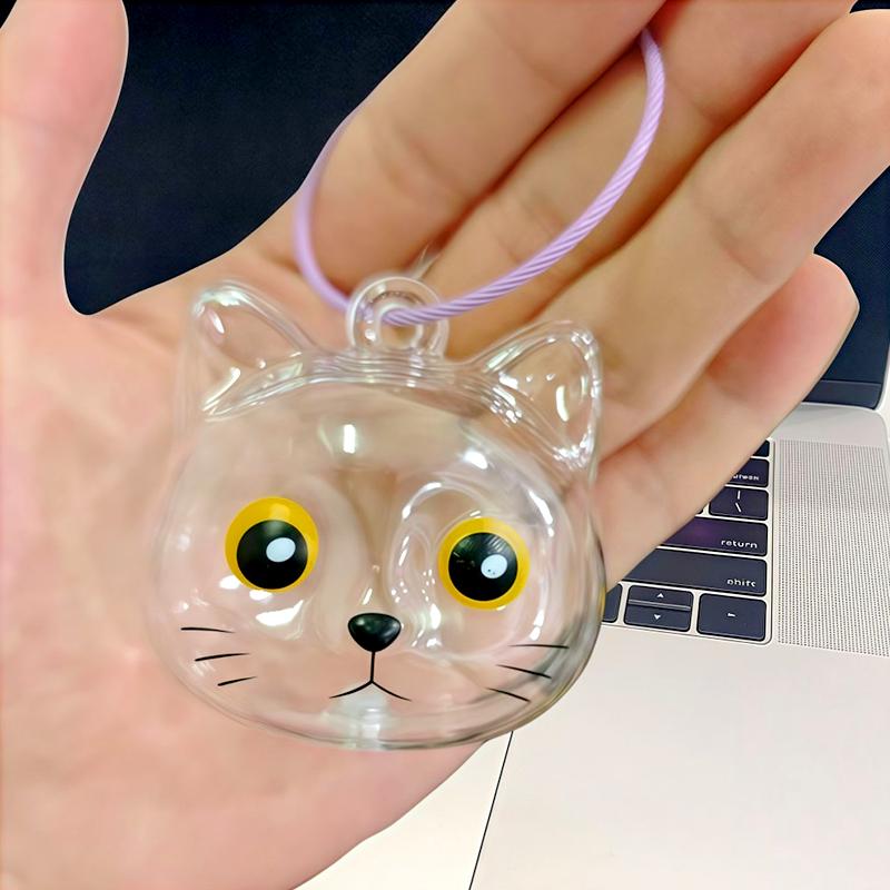 1Pc Memorial Bottle Transparent Cat Head Shape DIY Plastic Cute Pet Hair Keepsake Box Cat Fur Storage Container Pet Lovers Gift