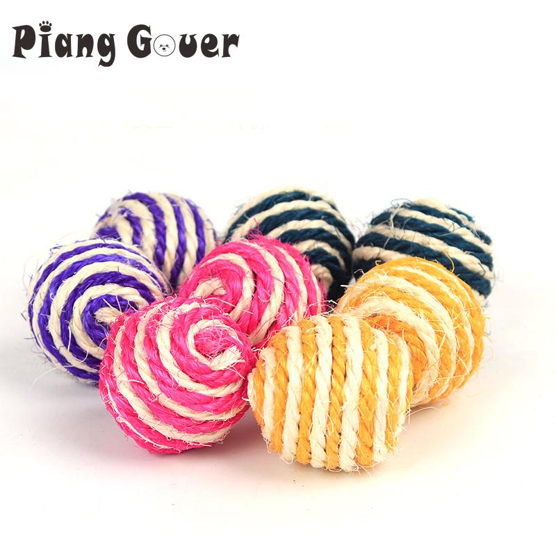 5PCS Pet Sisal Toy Playing Double Color Ball Scratch Catcher Fun Cats Toy