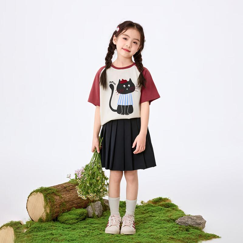 Mädchen-T-Shirt mit Kätzchen-Print aus reiner Baumwolle