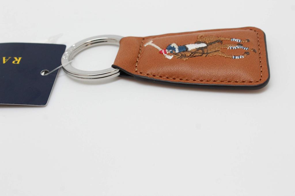 Polo Ralph Lauren Mehrfarbiger Big Pony Schlüsselanhänger in tanfarbenem Leder