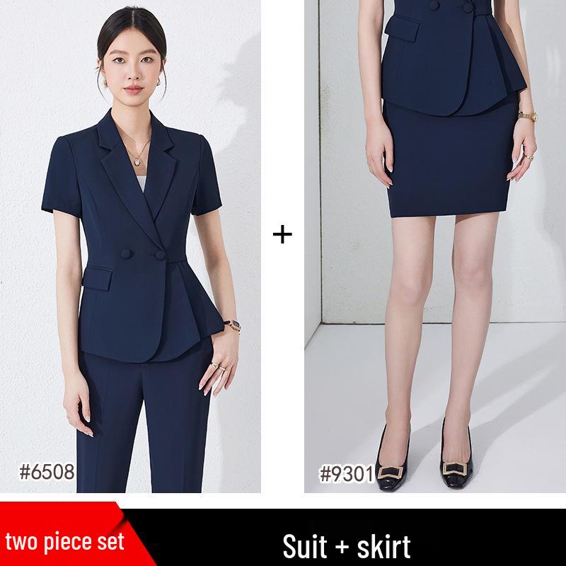 Summer 2024 Women's Professional Short Sleeve Suit Set for Reception & Retail Work