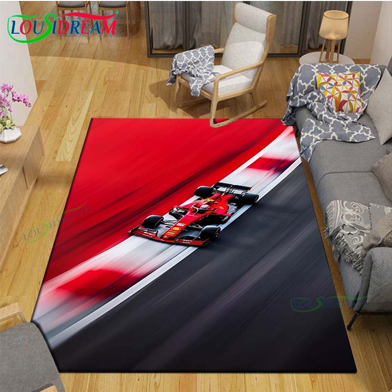 2026 Hot Fashion Racing Car Print Flannel Carpet Outdoor Rug Area Rug Non-slip Carpet Bedroom Decor Carpet for Kids Luxury Gift