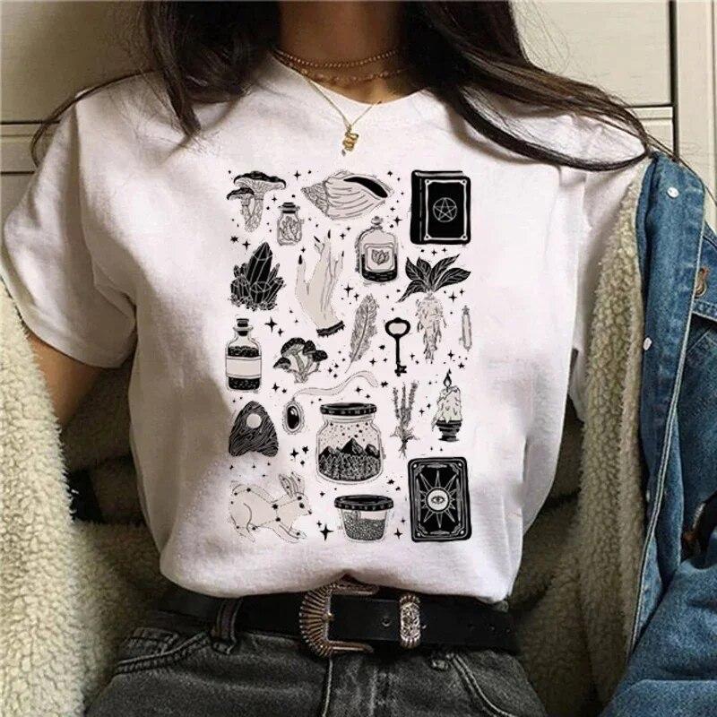 T-shirts Sweet Women Fashion Salem Print Aesthetic Clothes Graphic Unisex Tshirt Top Cartoon Lady Casual FeUnisex Tee Clothing Women