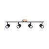 NETTLIFE Scandinavian Style Ceiling Light - 4 GU10 Spots, Adjustable, Black, Wooden Base, For Hallway Living Room Bedroom Kitchen