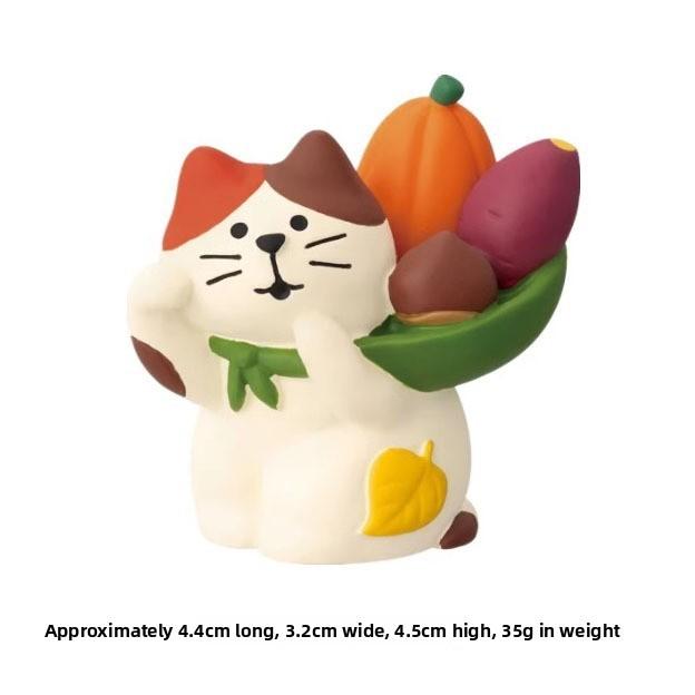 Cat Resin Figurine With Autumn Themed Decor For Home Or Office Display