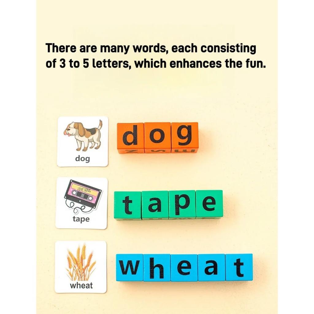 Children's English Card Montessori Wooden English Letter Building Blocks Parent-Child Interaction Spelling Battle Desktop Games