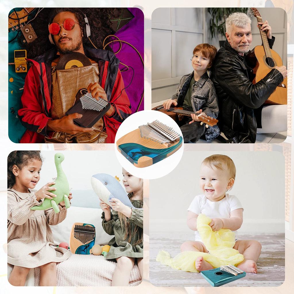 Kalimba Beginner Set 17 Keys Kalimba Tuning Hammer with Japanese Sheet Music Thumb Piano Perfect for Beginners and Professionals Percussion Instrument