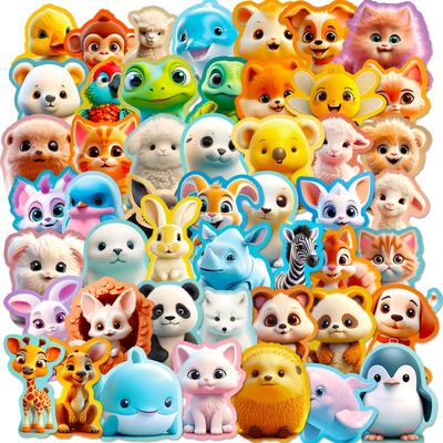 50 3D Tier-Serie Niedliche Cartoon-Aufkleber Ins Kreative 3D Cartoon Tier Avatar Kinderaufkleber