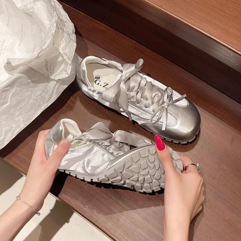 Women Ballet Flats Fashion Elegant Round Toe Cross Strap Shoes Ladies Comfort Street Style Soft Sole Ballerinas Shoes