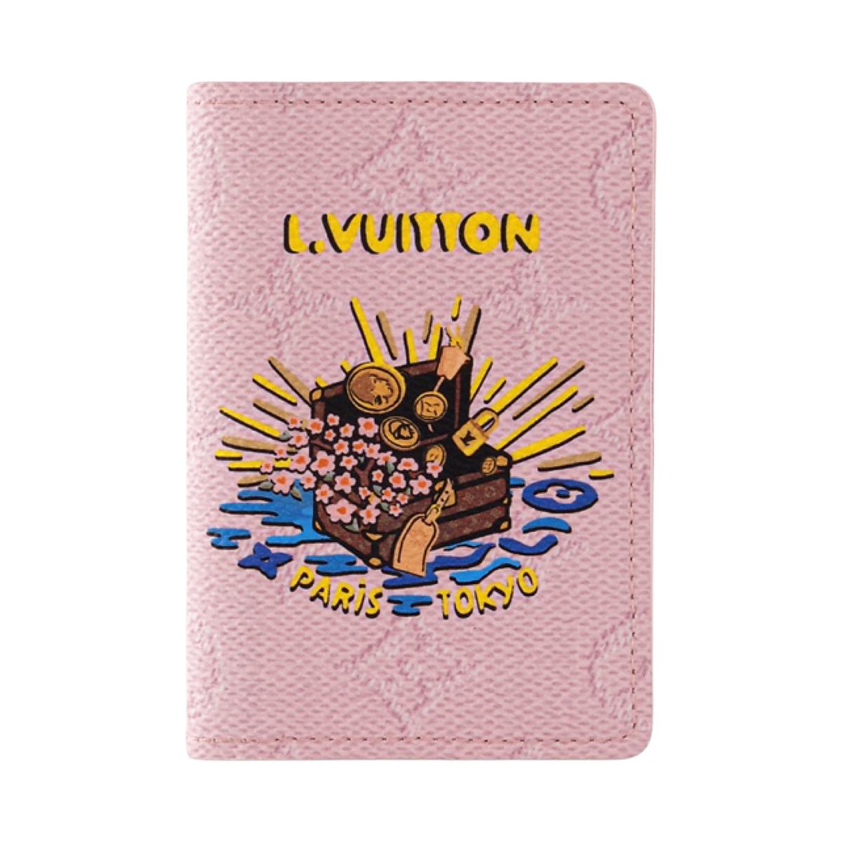

Louis Vuitton X Nigo Pocket Organizer Monogram Coated Canvas Wallet Card Holder Men Wallets Light-Pink M25973 Basic Set (Bag+Dust Bag)