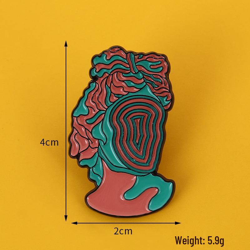 Минималистичная эмалированная брошь с римской головой - Цинковый сплав