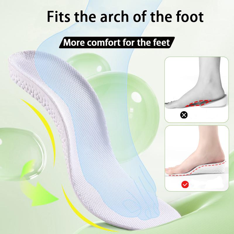 1Pair Elastic Soles Arch Support Comfortable Shoe Pads Men's and Women's Height Increase Insoles Shock-absorbing Sports Insoles