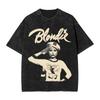 Debbie Harry Auf der Bühne T-Shirts Hip Hop Gewaschen Kurzarm Oversize T-Shirts Vintage für Unisex Damen Streetwear Bedrucktes T-Shirt