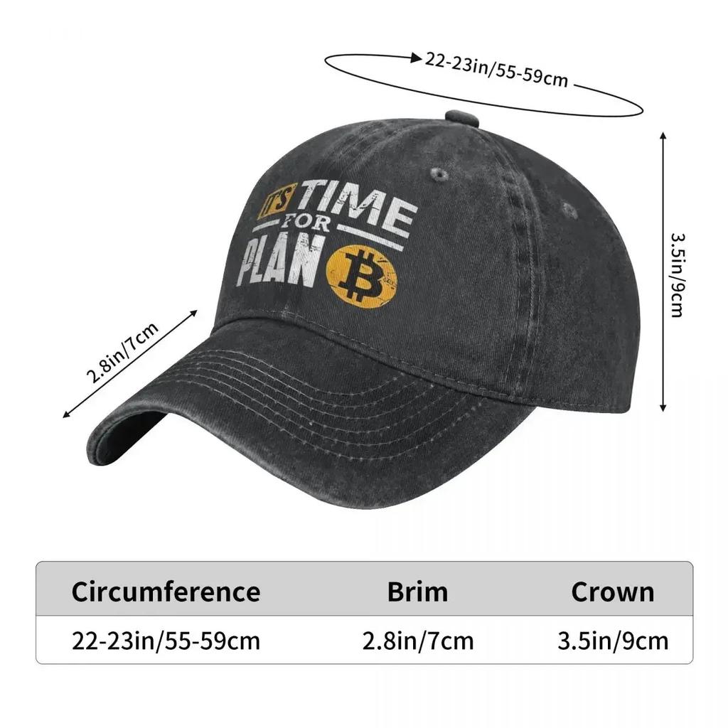 It's Time For Plan B Bitcoin Baseball Cap  y2k Funny Men Women Washed Trucker Hat Breathable Tennis Skate Snapback Cap Present