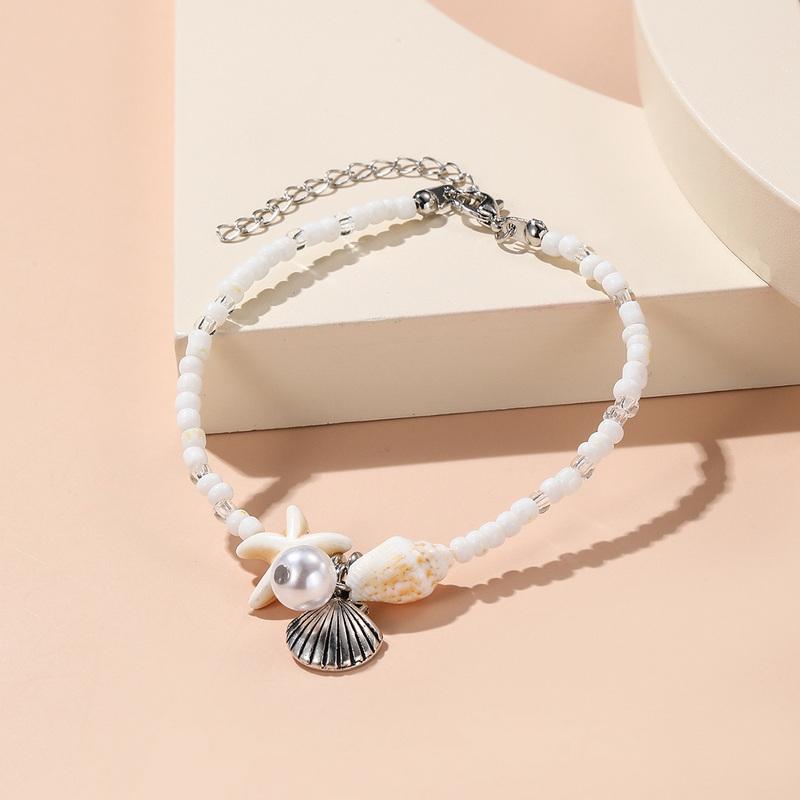 Bohemian Starfish Shell Beaded Bracelet For Women Girls Handmade Rice Beads Conch Bracelets Summer Beach Vacation Party Jewelry