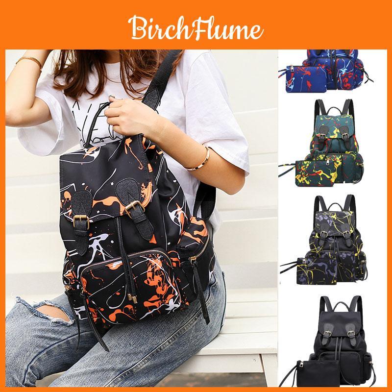 Stylish And Wear-resistant Women's Nylon Graffiti Backpack With Soft Material