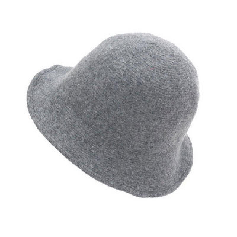 Knit Fashion Hat - Knit Wool Bucket Hat H348 Melange gray