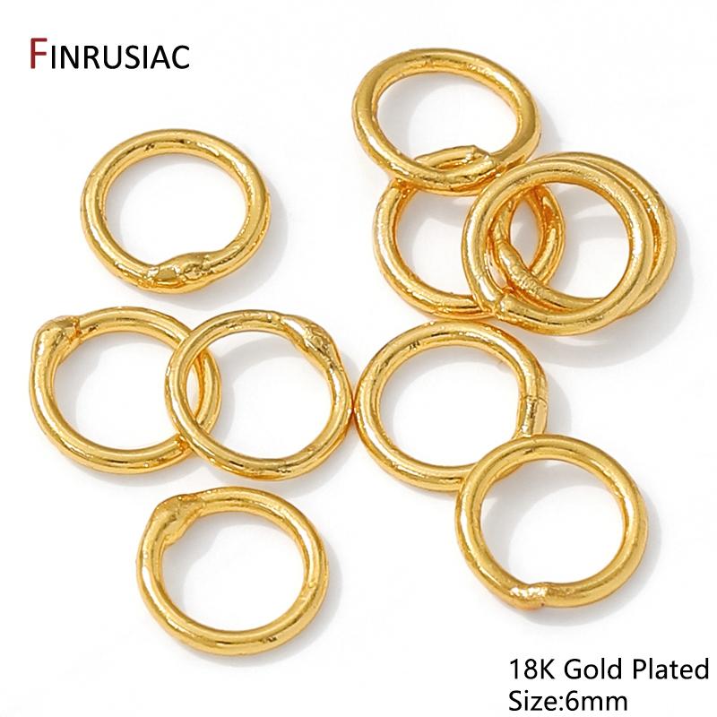 4-8mm 14/18K Gold Plated Brass Solid Closed Jump Ring,Closed Split Rings Connector For DIY Jewelry Making Accessories