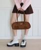 Pink Pineapple Suede Baguette Bag_Brown
