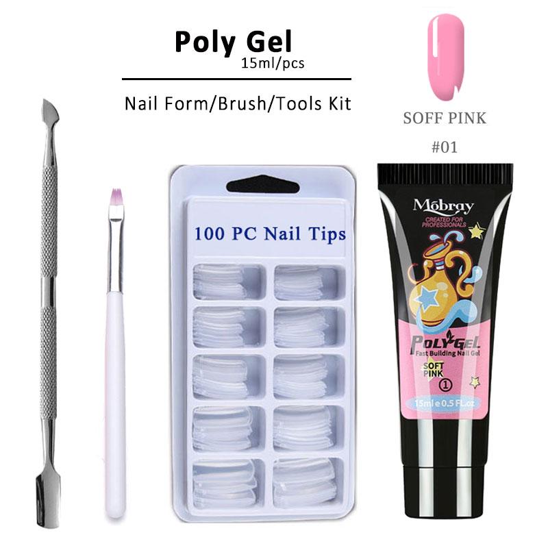 15ml Poly Gel Set LED Clear UV Gel Varnish Nail Polish Art Kit Quick Building For Nails Extensions