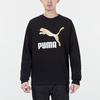 Puma Metallic Gold Logo Pullover Hoodie Men Tops Black 535278-01