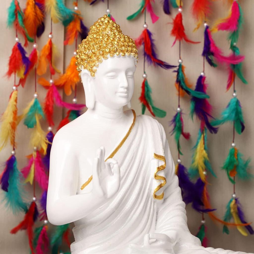 Nejnovější socha Sedícího Buddhy pro domácí a kancelářské dekorace, Socha Idolu z mramoru 15 palců