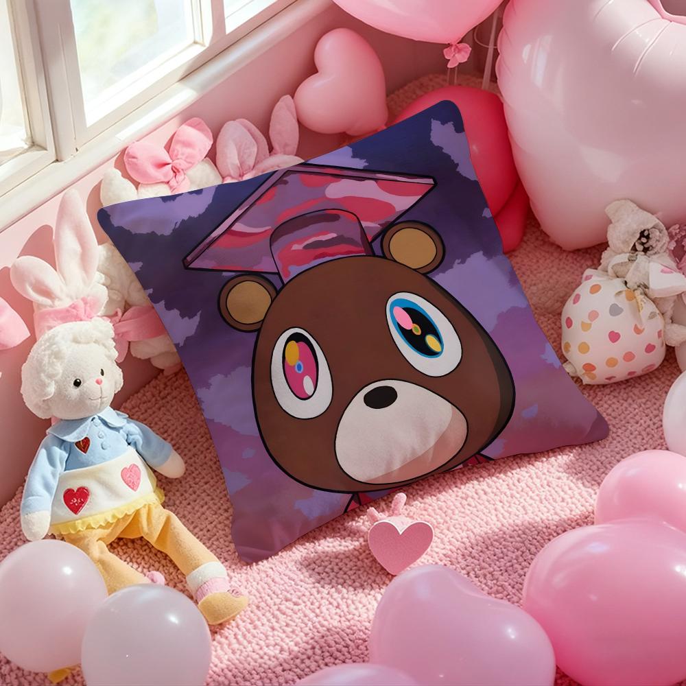 K-Kanye W-West Rapper Cushion Cover Pattern Printed Pillowcase for Living Room Sofa Cushion Cover & Bedroom Decor