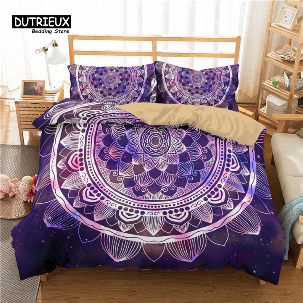 Bohemian Mandala Duvet Cover Set King Queen Size 2/3Pcs Hippie Bedding Set Polyester Indian Ethnic Floral Quilt Cover Pillowcase