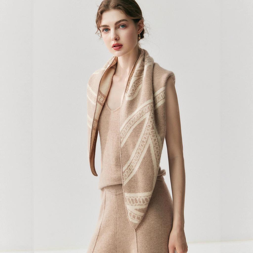 Luxury Autumn/Winter Cashmere Knitted Shawl Scarf - Soft, Skin-Friendly Wool Triangle Neck Warmer for Women