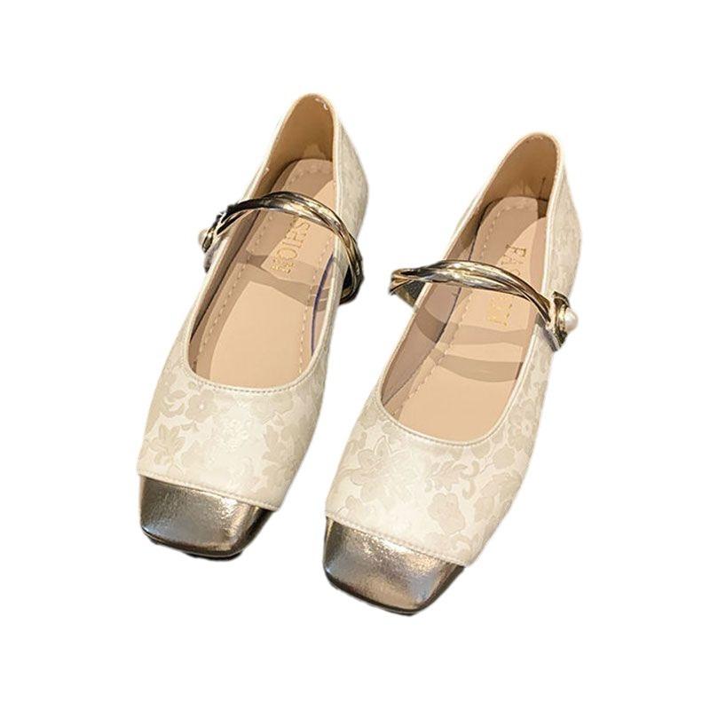 Chinese Style Word with Thick Heel  Shoes Women's Spring and Summer New Chinese Cheongsam Shoes Square Head Middle Heel Mary Jane Shoes